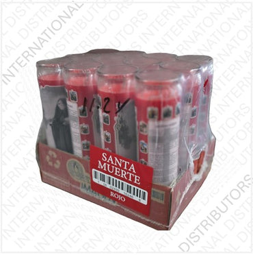 Item No.86288 VELADORA MEXICO SANTA MUERTE RED 12ct