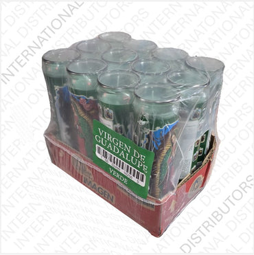 Item No.86290 VELADORA MEXICO VIRGEN DE GUADALUPE GREEN 12ct