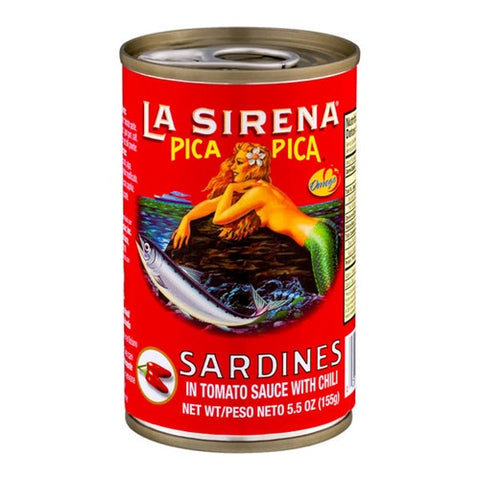 LA SIRENA SARDINES PICA TOMATO SAUCE W/ CHILI 25/5.5oz (SKU #32604)