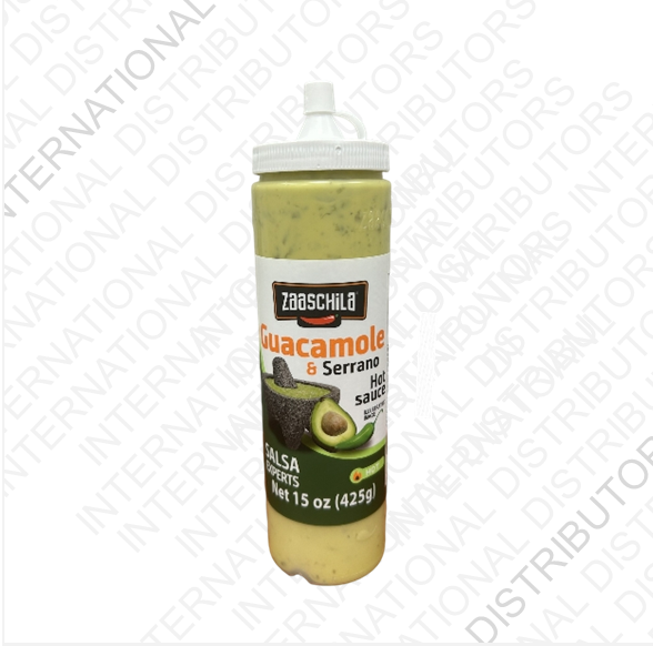 Item No.51400 ZAASCHILA GUACAMOLE & SERRANO SAUCE 6/15oz