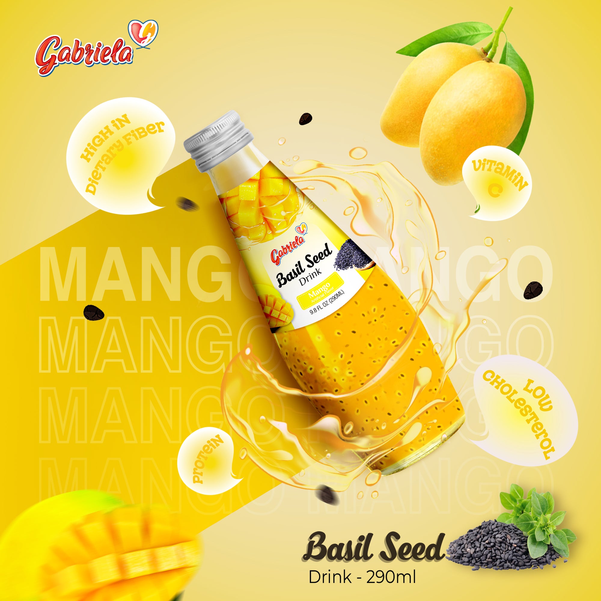 Item No.50307 GABRIELA BASIL SEED DRINK MANGO 24/9.8oz + CRV ...