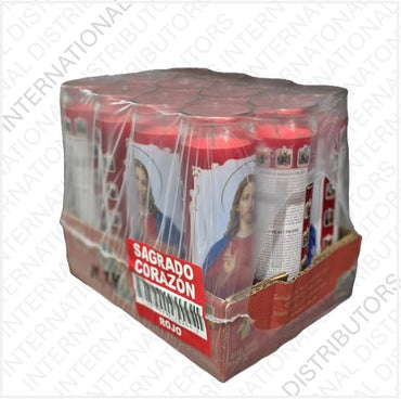 Item No.86287 VELADORA MEXICO SAGRADO CORAZON DE JESUS RED 12ct