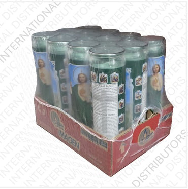 Item No.86284 VELADORA MEXICO SAN JUDAS TADEO GREEN 12ct