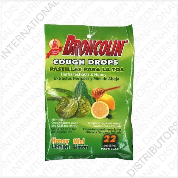 Broncolit Item No.50847 BRONCOLIN COUGH DROPS HONEY LEMON BAG 12/22ct ...